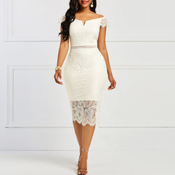 One-shoulder Short-sleeved Lace