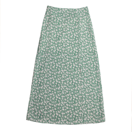 Small Fresh Green Platycodon Flower Skirt Summer Gentle French Sexy Sweet And Spicy High Waist Side Slit Skirt