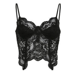 Sexy Lace Stitching Butterfly Tail Split Innerwear Bottoming Vest