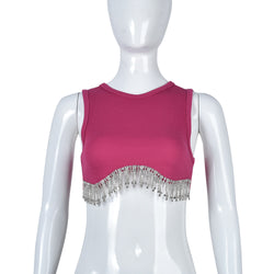 Dameskleding Metalen ketting Klein vest Sexy navellikdoorns Mouwloze top voor dames