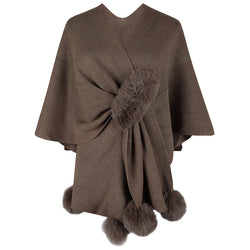 Effen kleur haarbal cape trui voor dames herfst winter dames sjaal gebreid vest