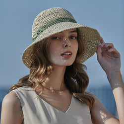 Face-Looking Small Bucket Hat Women Spring Summer Lace-up round Face Suitable for Bucket Hat Big Head Circumference Sun Hat Hair