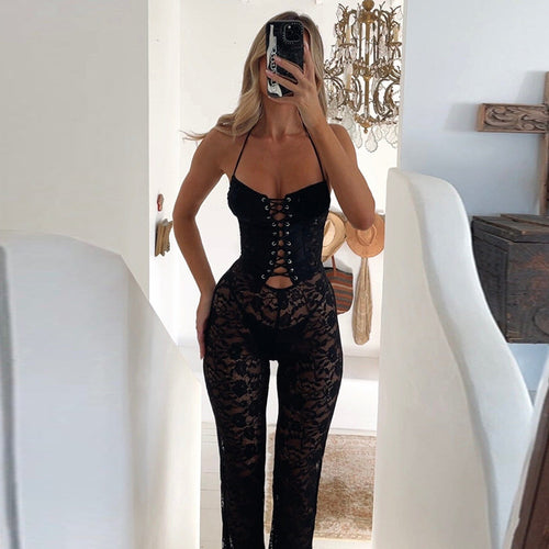 Lace up Printed See through