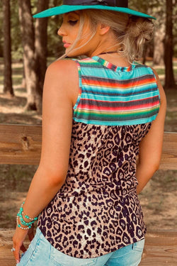 Summer Leopard Print Color Stripes Ladies Top