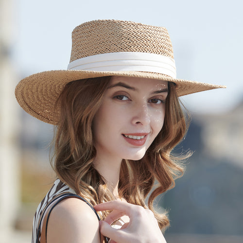 British Style Women Summer Sun-Proof UV Protection Outdoor Beach Hat Bucket Hat Can Be Sent on Behalf