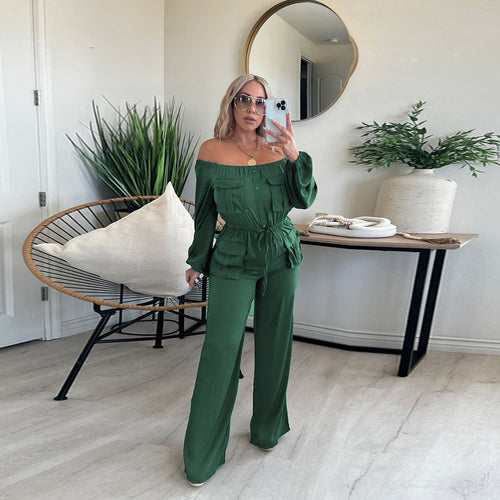 Off-shoulder effen kleur balgzak Elegante dameskleding jumpsuit