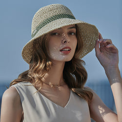 Face-Looking Small Bucket Hat Women Spring Summer Lace-up round Face Suitable for Bucket Hat Big Head Circumference Sun Hat Hair