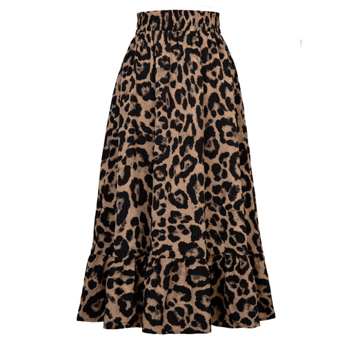 Women Clothing Sexy Leopard Print High Waist Skirt Loose Swing Dress Women