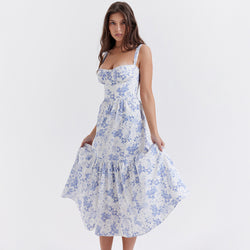 Sweet Spicy Floral Midi Backless Sleeveless Strap