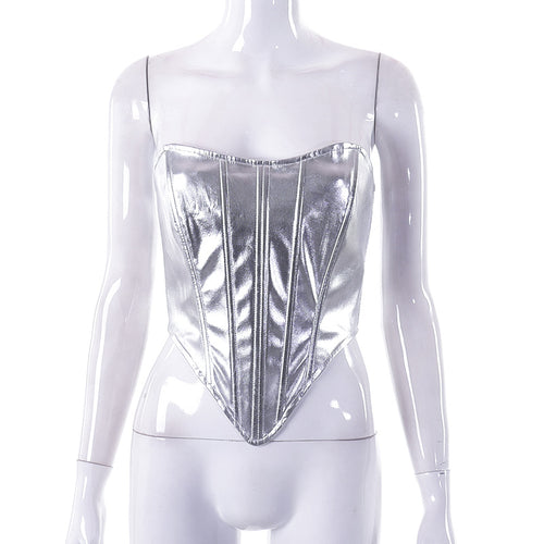 Dameskleding Lente Metallic Taille Top Sexy Basisshirt