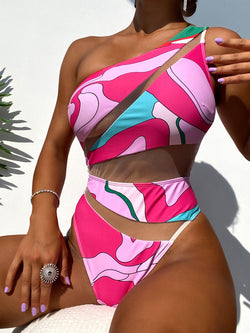 Women Colorful Printing One Piece Swimsuit Sexy Bikini