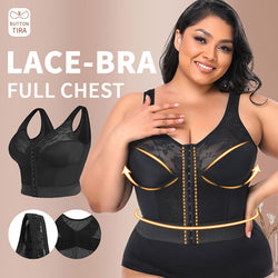 Cross-border Lace Without Steel Ring Front Button Large Cup Thin Section Long Bra BCDEF Cup Corset W210805