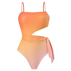 One Piece Swimsuit Women Skinny Slimming Retro Tied Swimsuit Suit Chiffon Swimsuits
