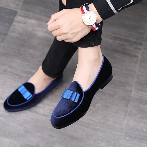 Leather Shoes Korean Style Peas Shoes Personality Suede Bow Tide Shoes Men