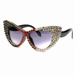 Color Pearl Rhinestone Cat Eye Female Personality Diamond Glasses Sunglasses