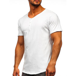 Men's Fashion Simple V-neck Short-sleeved T-shirt Top