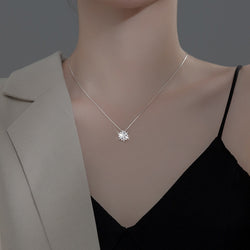 Ladies Silver Sweet Necklace Female Zircon