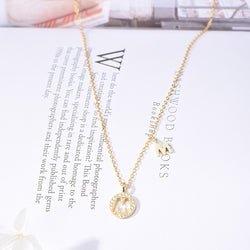 Sterling Silver Letter Necklace Female Micro Inlaid Pendant Necklace