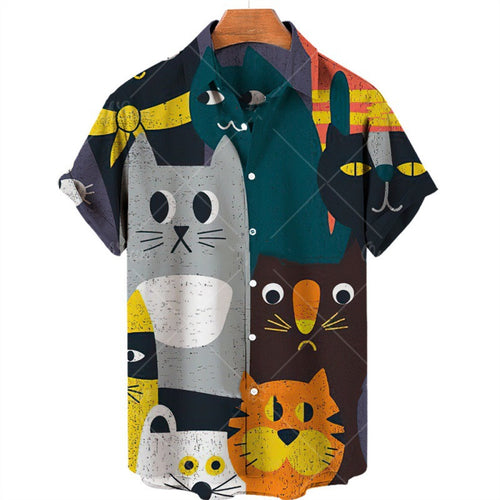 Men's And Women's Printed Shirt Buttons Animals - SIMWILLZ 