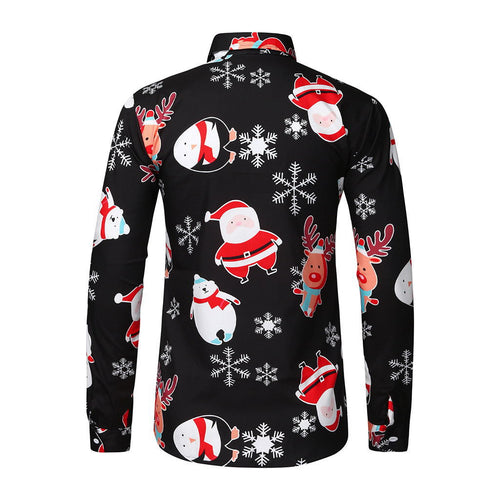 Christmas Print Men's Button Print Shirt Cardigan - SIMWILLZ 
