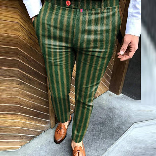 Fashion Personality Striped Slim Suit Trousers