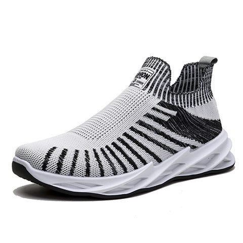 Sock Mesh Shoes Men Stripe Sneakers Lightweight Breathable Flat Shoes