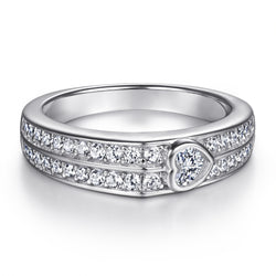 Women's Fashion Wedding Rings Heart-shaped Row Diamond Ring