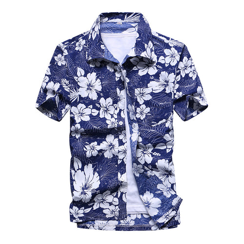 Dark Blue Pineapple Button Up Shirt - SIMWILLZ 