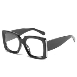 Trendy zonnebril met groot frame, dames vierkante, heldere zwarte zonnebril