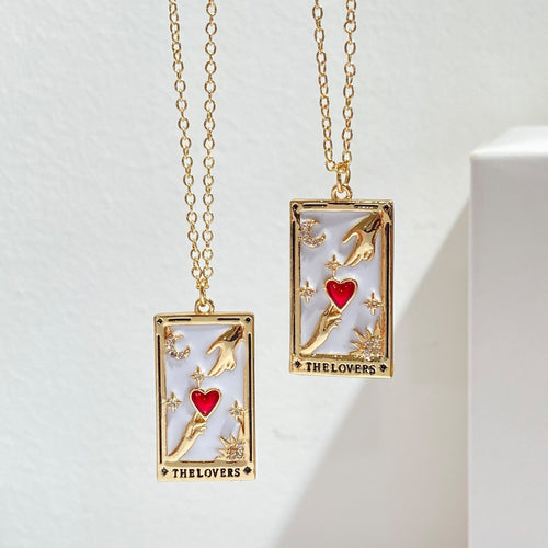 Tarot Red Love Pendant Necklace Female