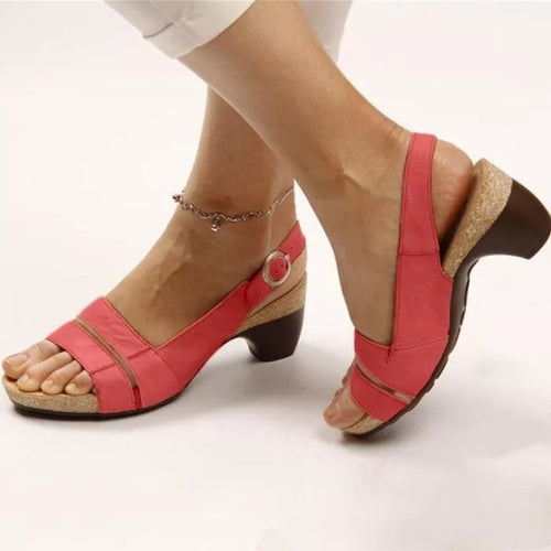 Ankle Strap Sandals Summer Low Heel Peep Toe Shoes Women